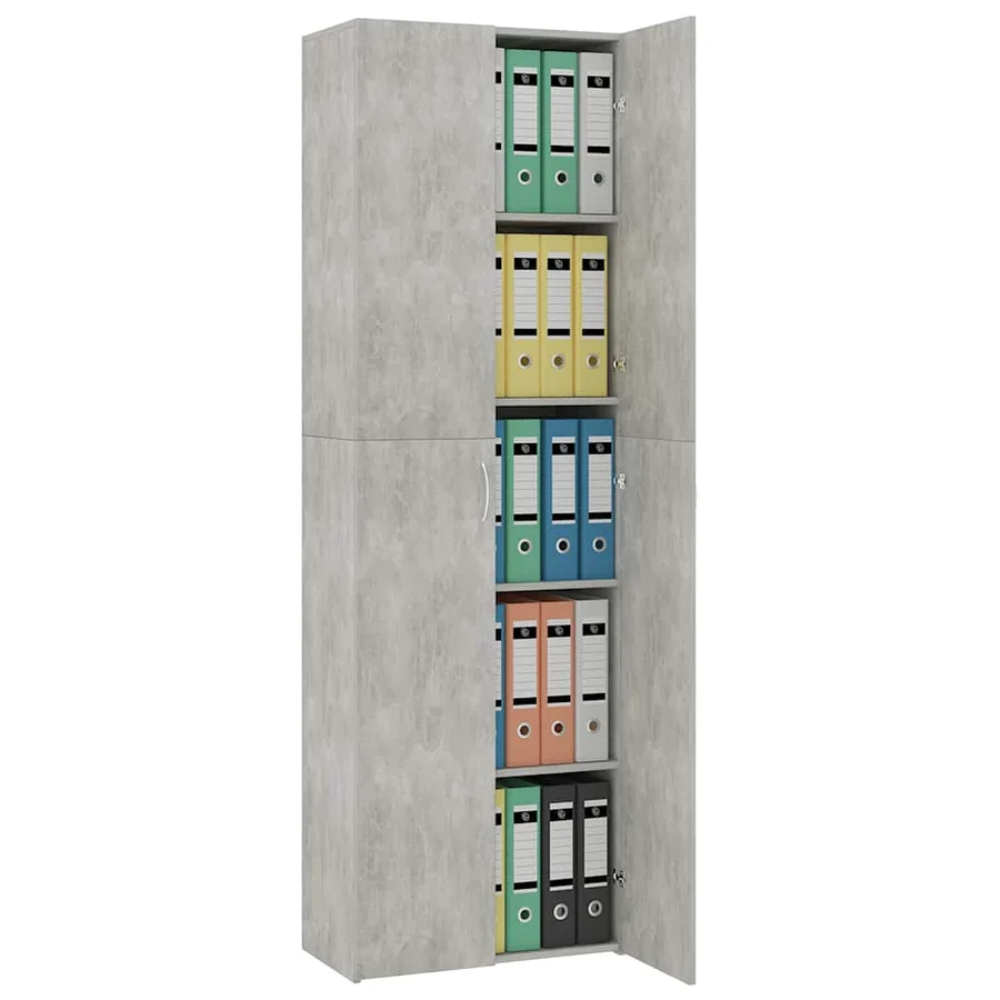 Armoire de bureau Gris béton 60x32x190 cm Bois d'ingénierie - 4
