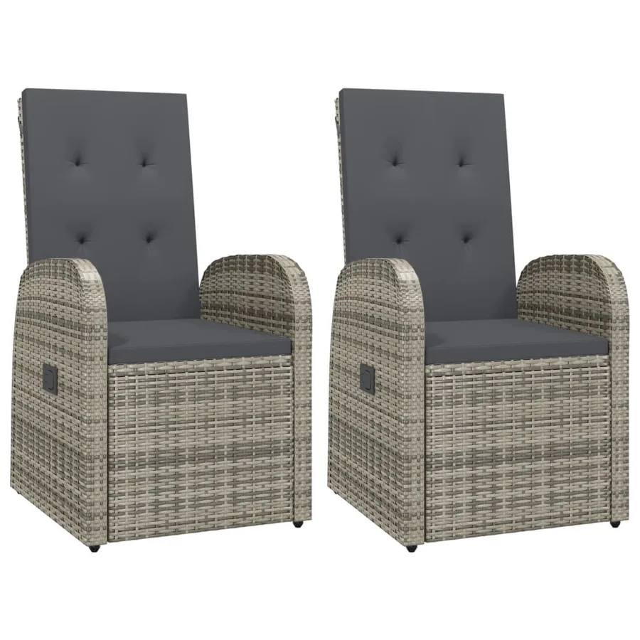 Chaise inclinable de jardin 2pc et coussins Résine tressée Gris - 2