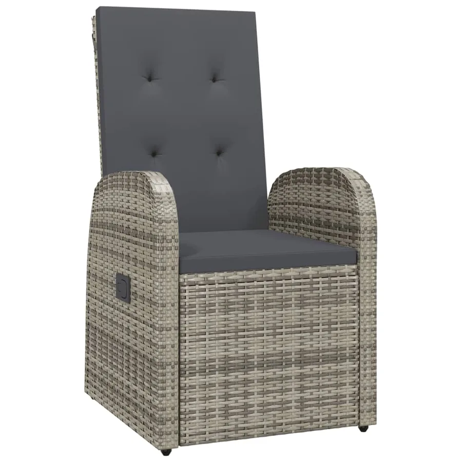 Chaise inclinable de jardin 2pc et coussins Résine tressée Gris - 3