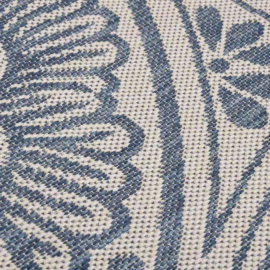 Tapis à tissage plat d'extérieur 80x150 cm Motif bleu - 5