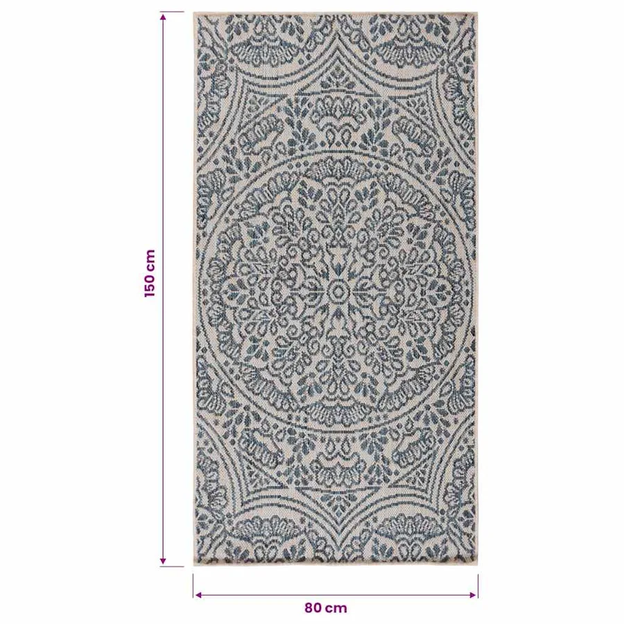 Tapis à tissage plat d'extérieur 80x150 cm Motif bleu - 6