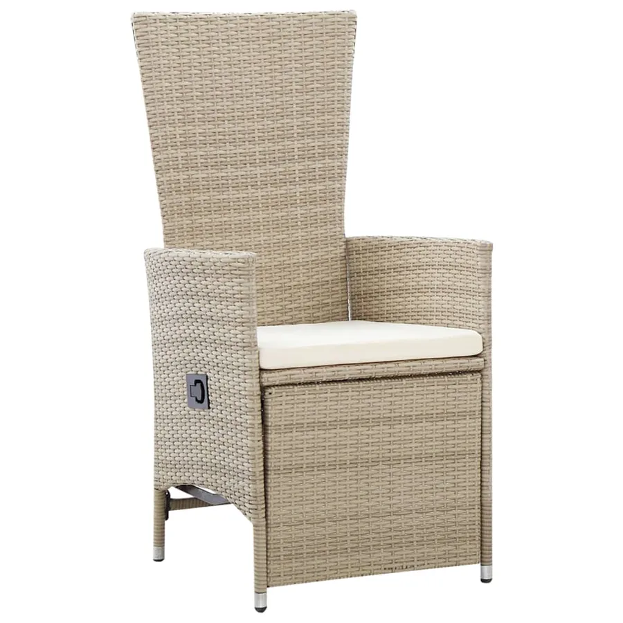 Chaises inclinables lot de 2 et coussins Résine tressée Beige - 2