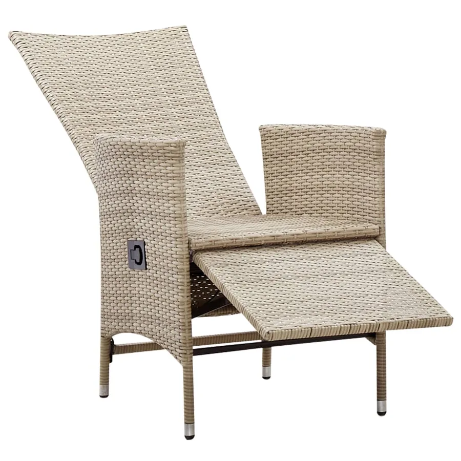 Chaises inclinables lot de 2 et coussins Résine tressée Beige - 5