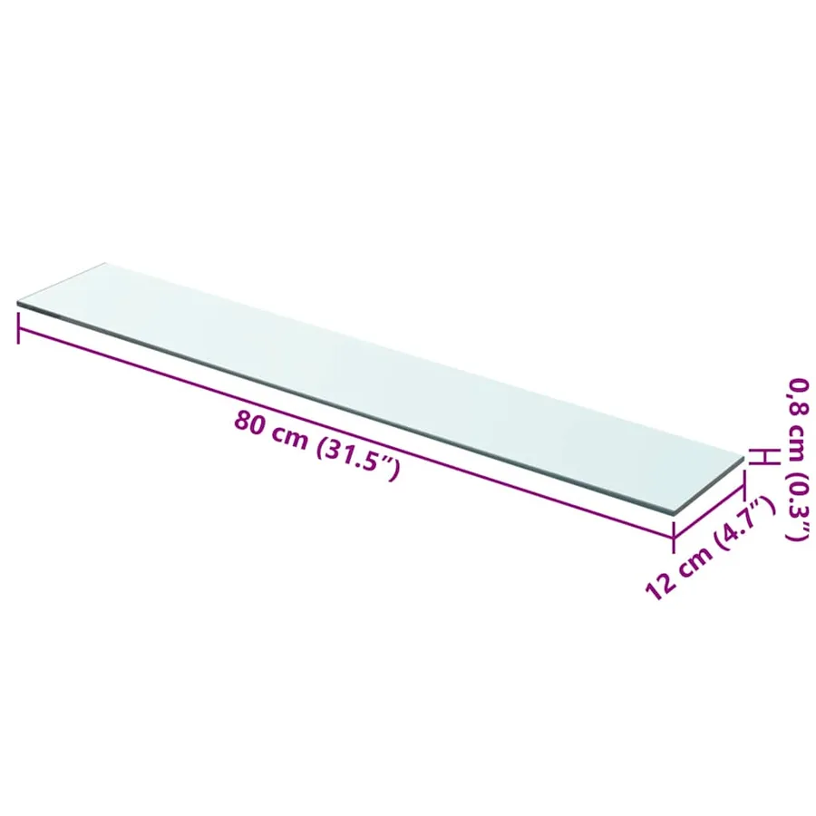 Panneau pour étagère Verre transparent 80 x 12 cm - 3
