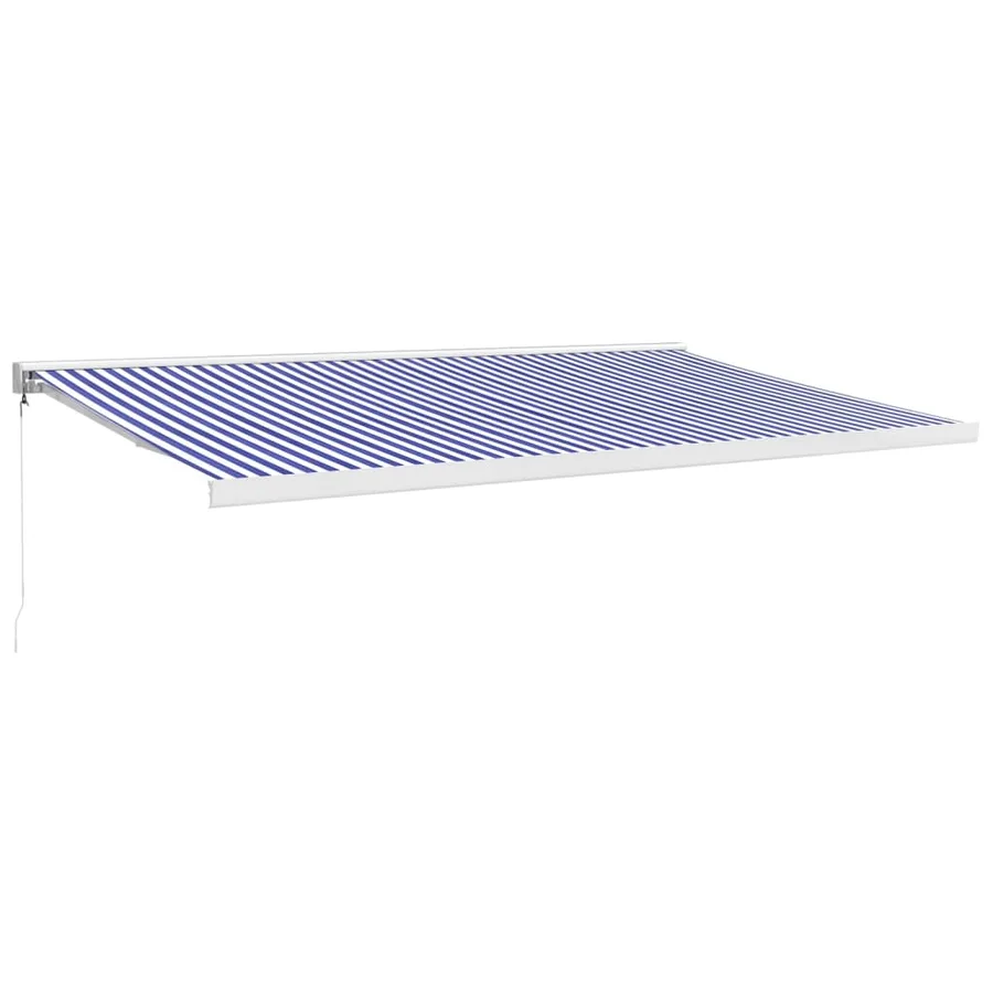 Auvent rétractable bleu et blanc 5x3 m tissu et aluminium - 2