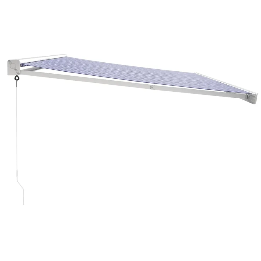 Auvent rétractable bleu et blanc 5x3 m tissu et aluminium - 6