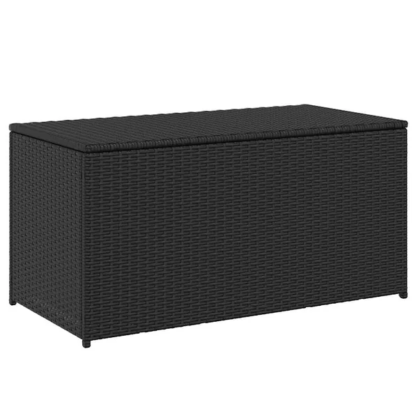 Boîte de rangement de jardin résine tressée 100x50x50 cm noir