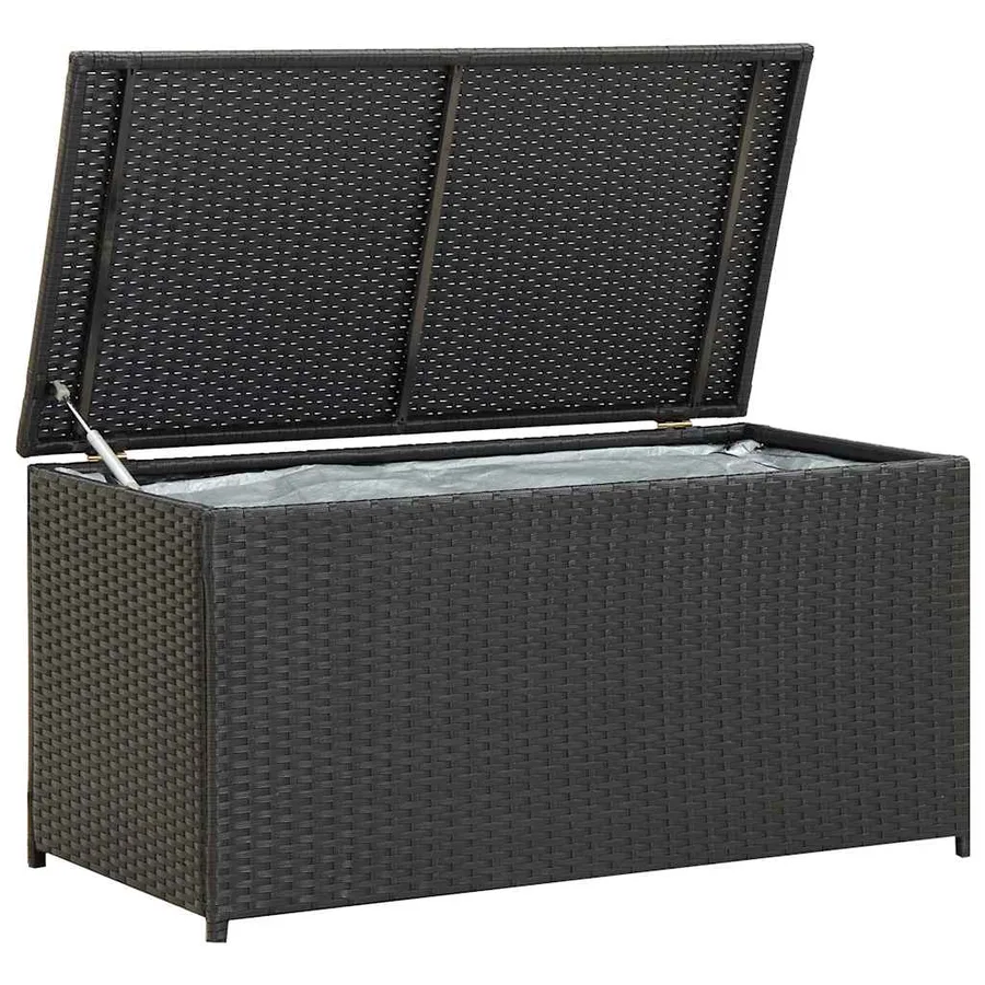Boîte de rangement de jardin résine tressée 100x50x50 cm noir - 2