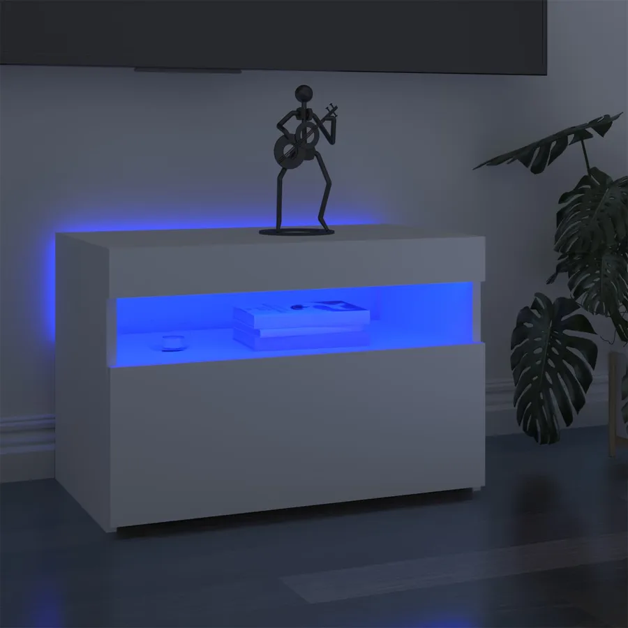 Meuble TV avec lumières LED blanc 60x35x40 cm - 3