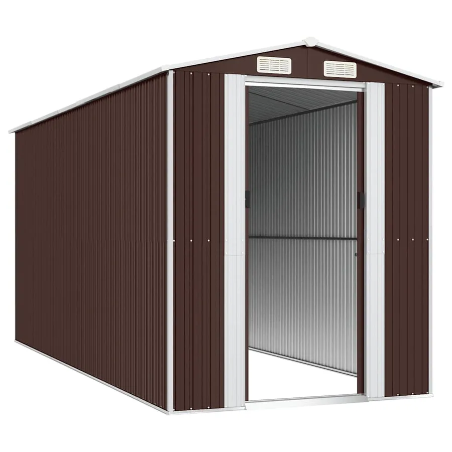 Abri de jardin Marron foncé 192x440x223 cm Métal galvanisé - 4