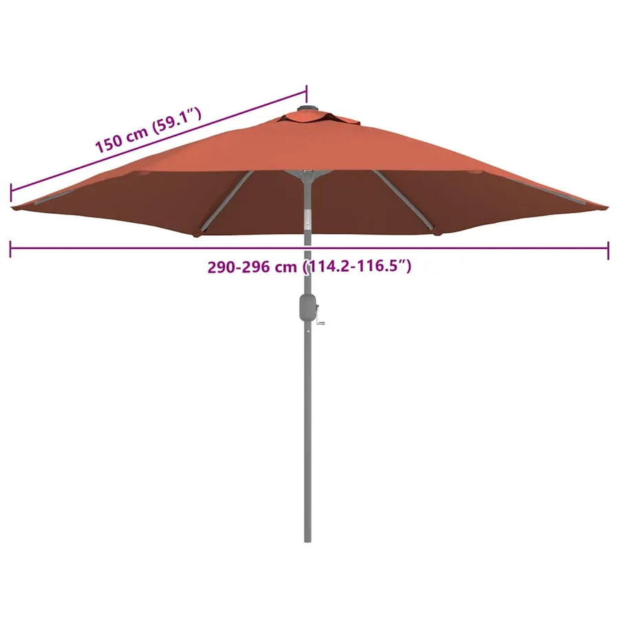 Tissu de remplacement de parasol d'extérieur Terre cuite 300 cm - 7