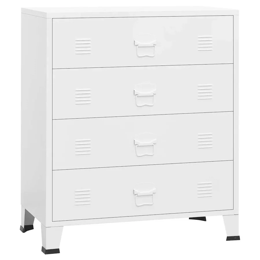 Armoire à tiroirs industrielle Blanc 78x40x93 cm Métal - 2
