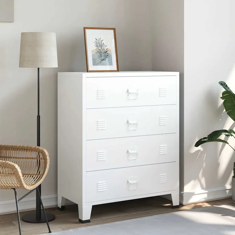 Armoire à tiroirs industrielle Blanc 78x40x93 cm Métal - 3