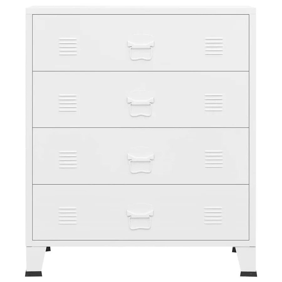 Armoire à tiroirs industrielle Blanc 78x40x93 cm Métal - 4