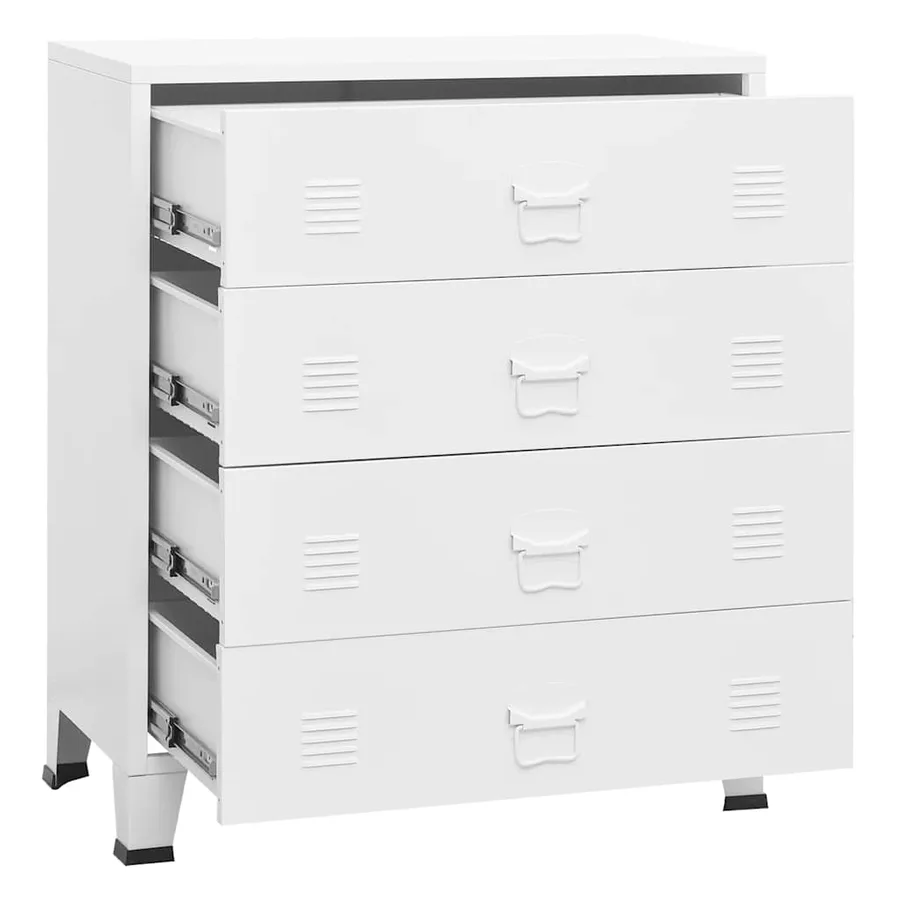 Armoire à tiroirs industrielle Blanc 78x40x93 cm Métal - 7