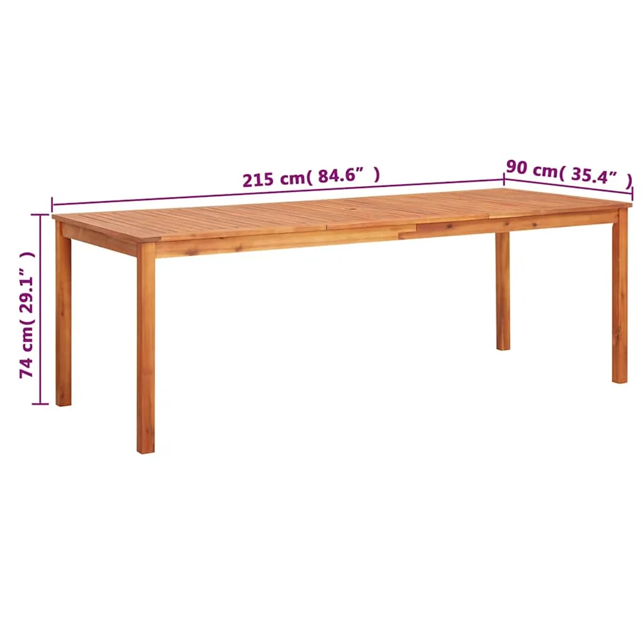 Table de jardin 215x90x74 cm Bois d'acacia massif - 6