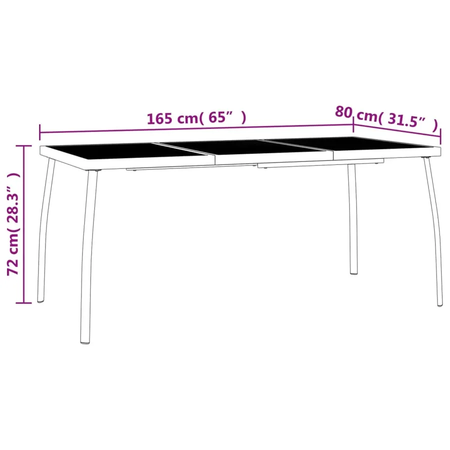 Table de jardin anthracite 165x80x72 cm Treillis d'acier - 7