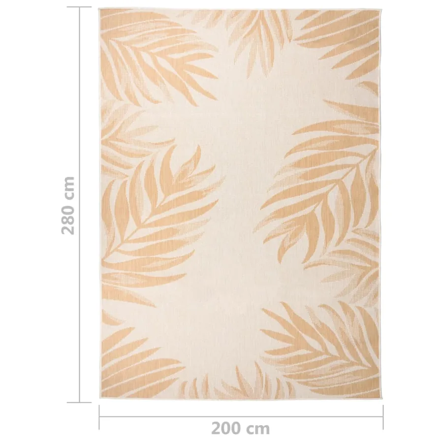 Tapis à tissage plat d'extérieur 200x280 cm Motif de feuille - 6