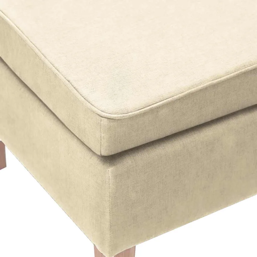 Tabouret avec pieds en bois Crème Tissu - 6