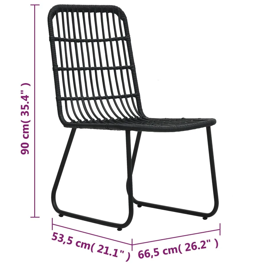 Chaises de jardin lot de 2 Résine tressée Noir - 8
