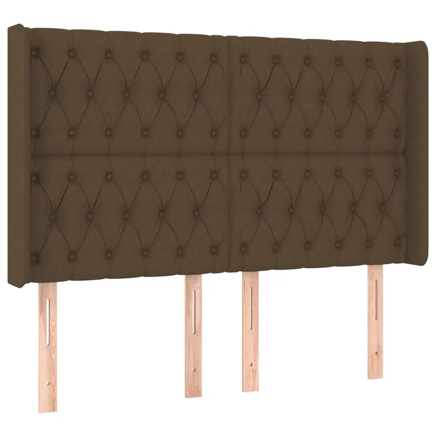 Tête de lit avec oreilles Marron foncé 163x16x118/128 cm Tissu - 2