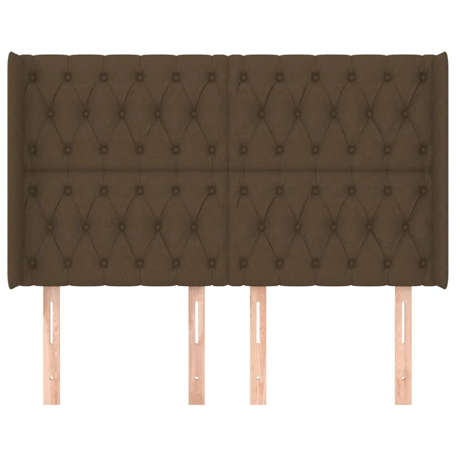 Tête de lit avec oreilles Marron foncé 163x16x118/128 cm Tissu - 3
