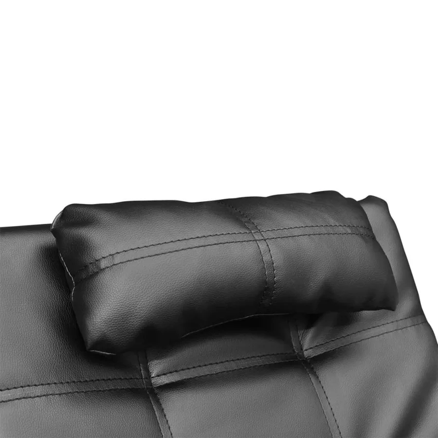 Chaise longue avec oreiller Noir Similicuir - 4
