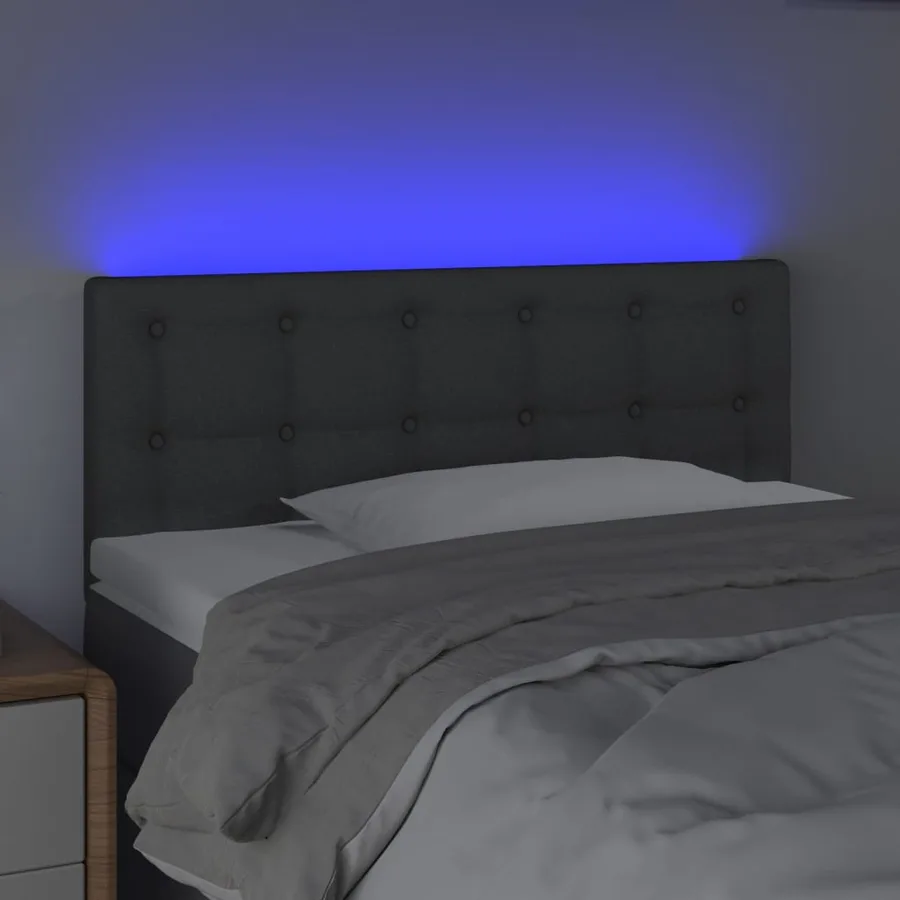 Tête de lit à LED Gris foncé 90x5x78/88 cm Tissu - 3