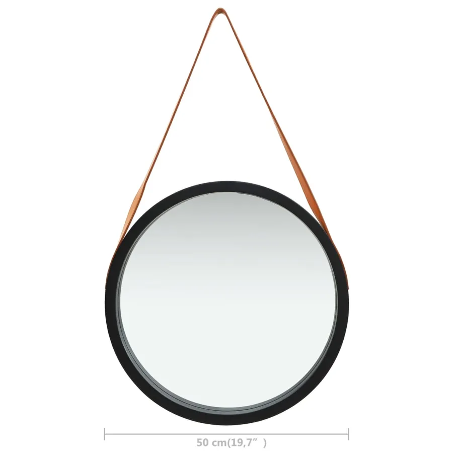 Miroir mural avec sangle 50 cm Noir - 6