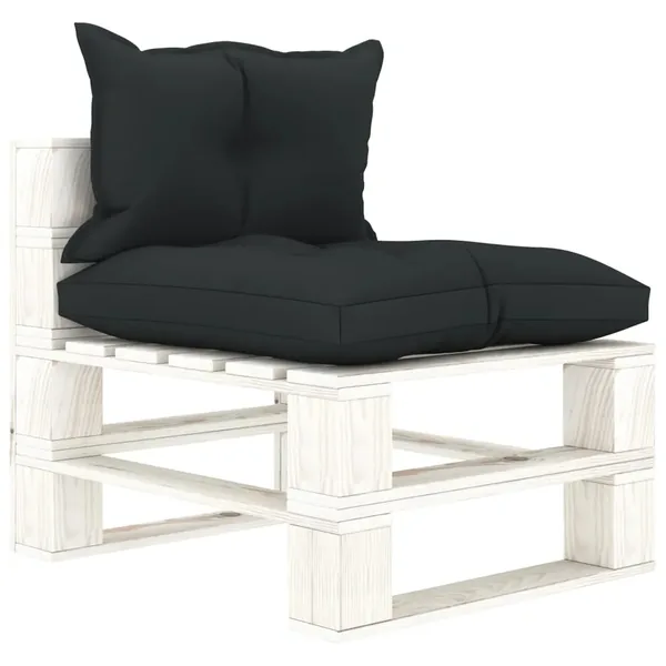 Canapé palette de milieu de jardin et coussins anthracite Bois