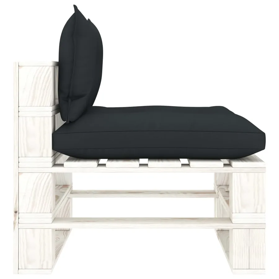 Canapé palette de milieu de jardin et coussins anthracite Bois - 3