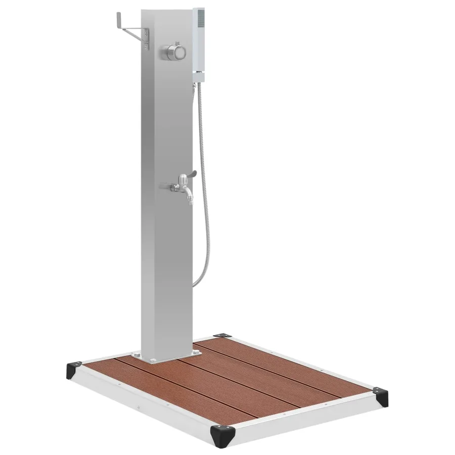 Douche d'extérieur avec receveur de douche WPC Acier inoxydable - 2