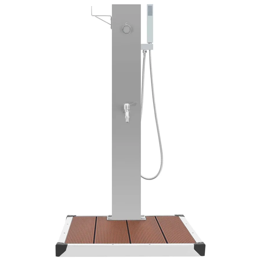 Douche d'extérieur avec receveur de douche WPC Acier inoxydable - 3
