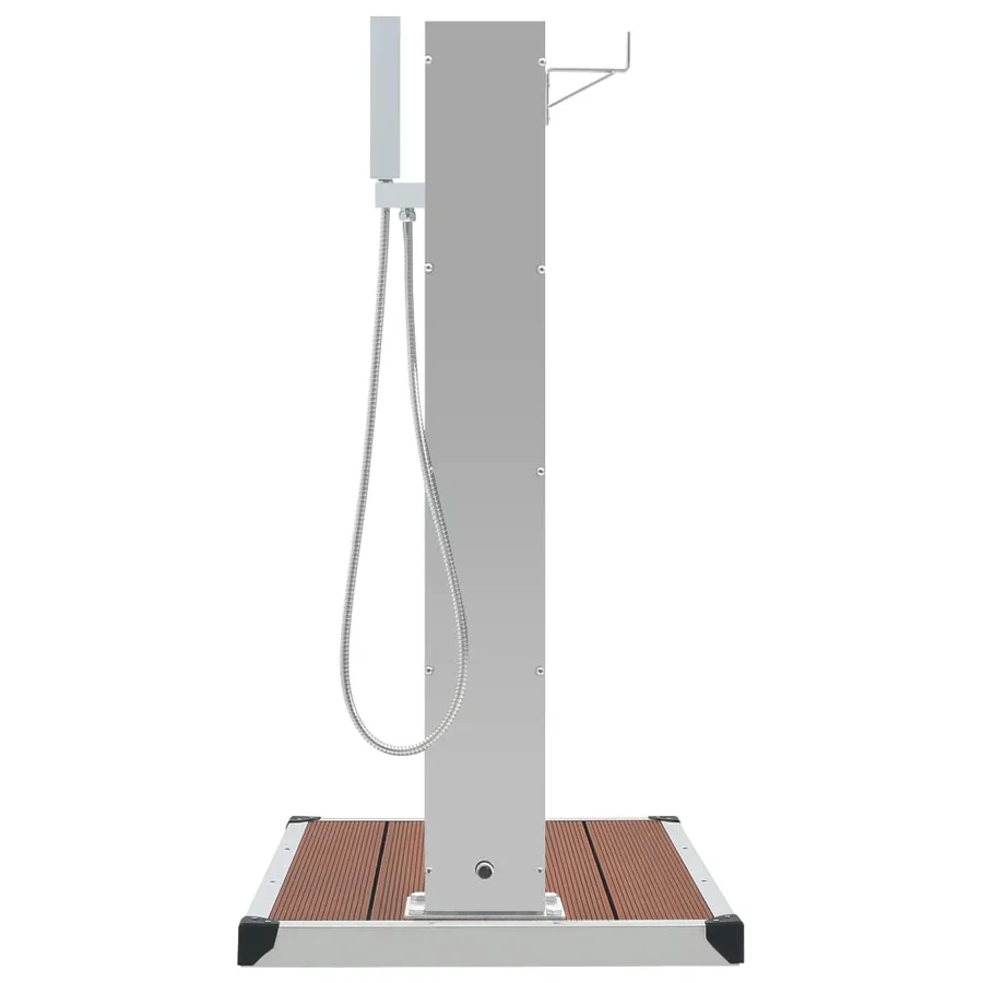 Douche d'extérieur avec receveur de douche WPC Acier inoxydable - 5