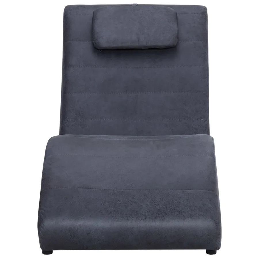 Chaise longue avec oreiller Gris Similicuir daim - 3