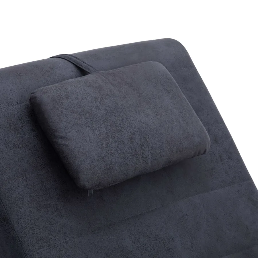 Chaise longue avec oreiller Gris Similicuir daim - 7