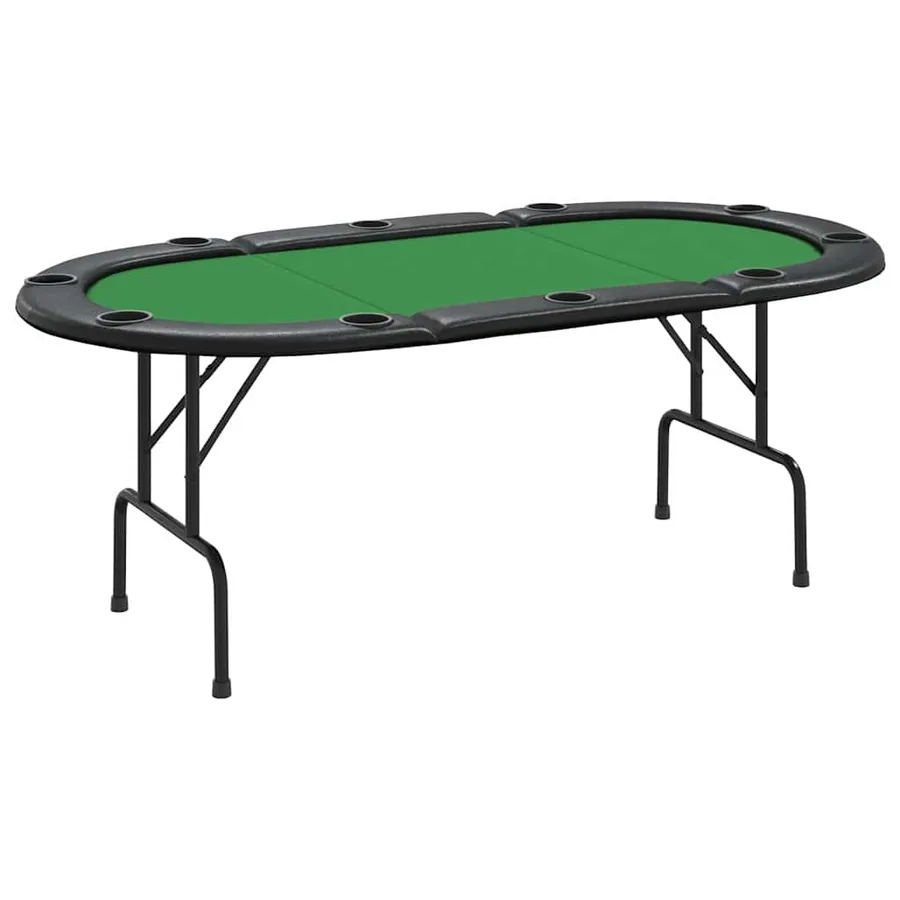 Table de poker pliable 10 joueurs Vert 207x106x76 cm - 2