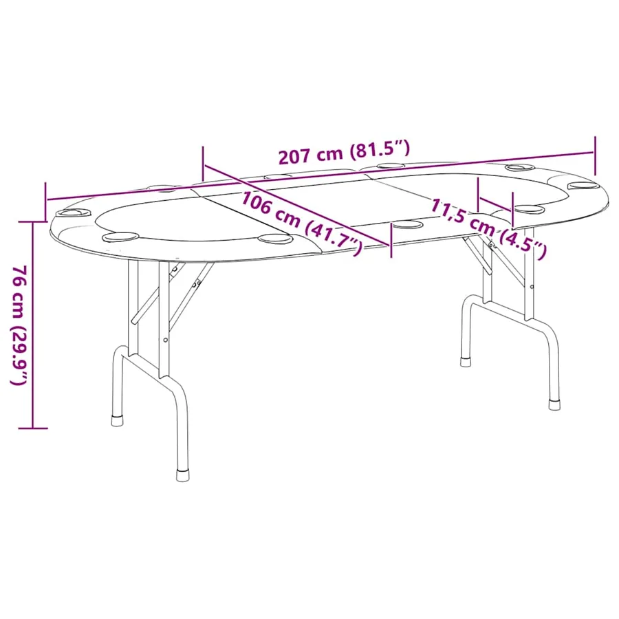 Table de poker pliable 10 joueurs Vert 207x106x76 cm - 5