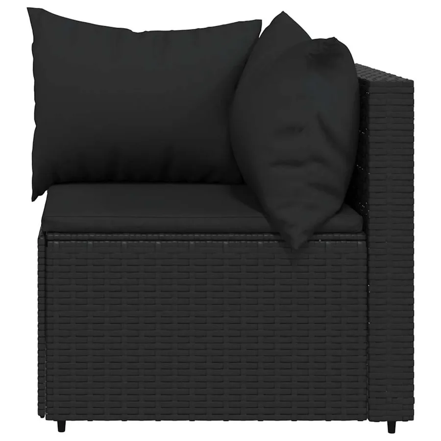 Salon de jardin 3 pcs avec coussins Noir Résine tressée - 7