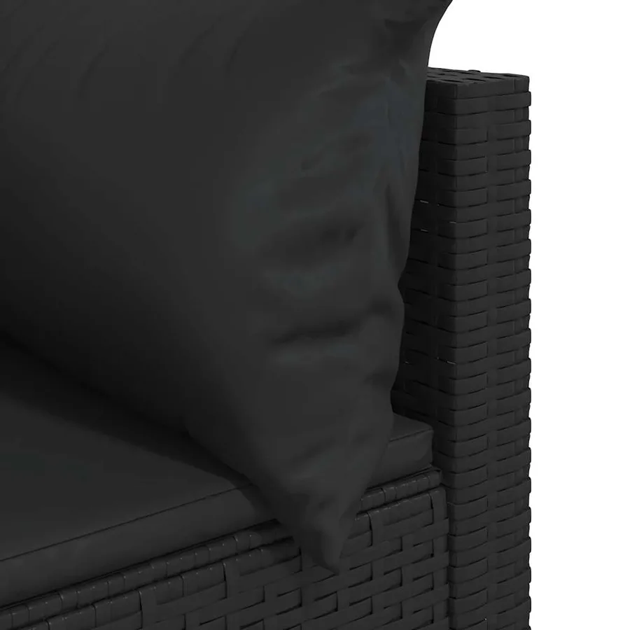 Salon de jardin 3 pcs avec coussins Noir Résine tressée - 8