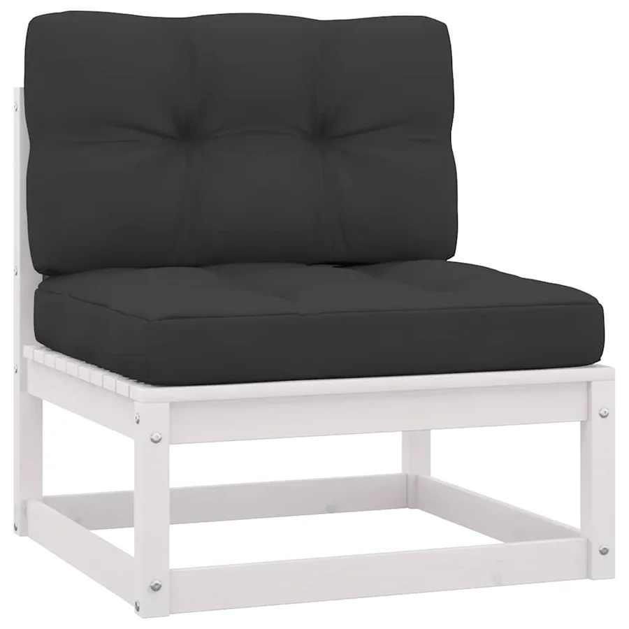 Salon de jardin 2 pcs avec coussins Blanc Bois de pin massif - 2
