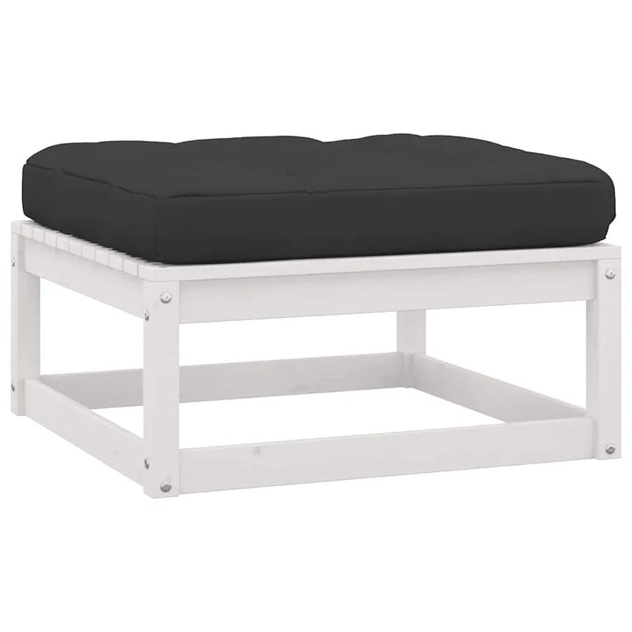 Salon de jardin 2 pcs avec coussins Blanc Bois de pin massif - 7