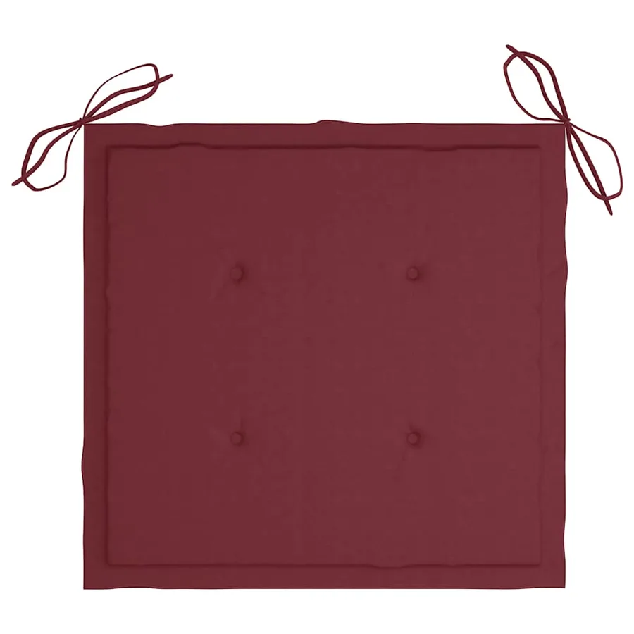 Chaises de jardin avec coussins rouge bordeaux lot de 6 Teck - 9
