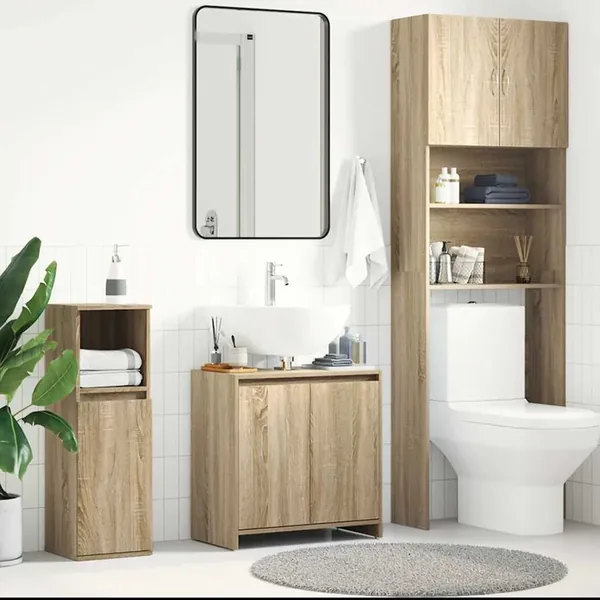 Armoire de salle de bain Chêne sonoma Bois d'ingénierie