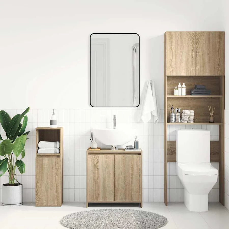 Armoire de salle de bain Chêne sonoma Bois d'ingénierie - 3