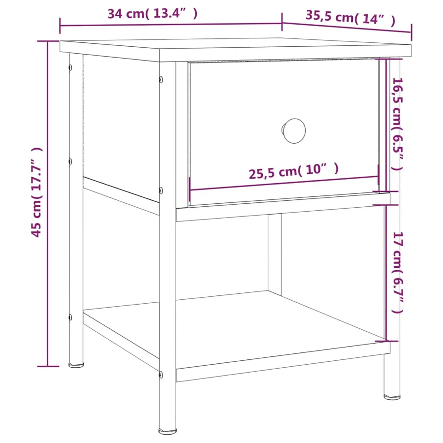 Tables de chevet 2 pcs chêne sonoma 34x35,5x45 cm - 12