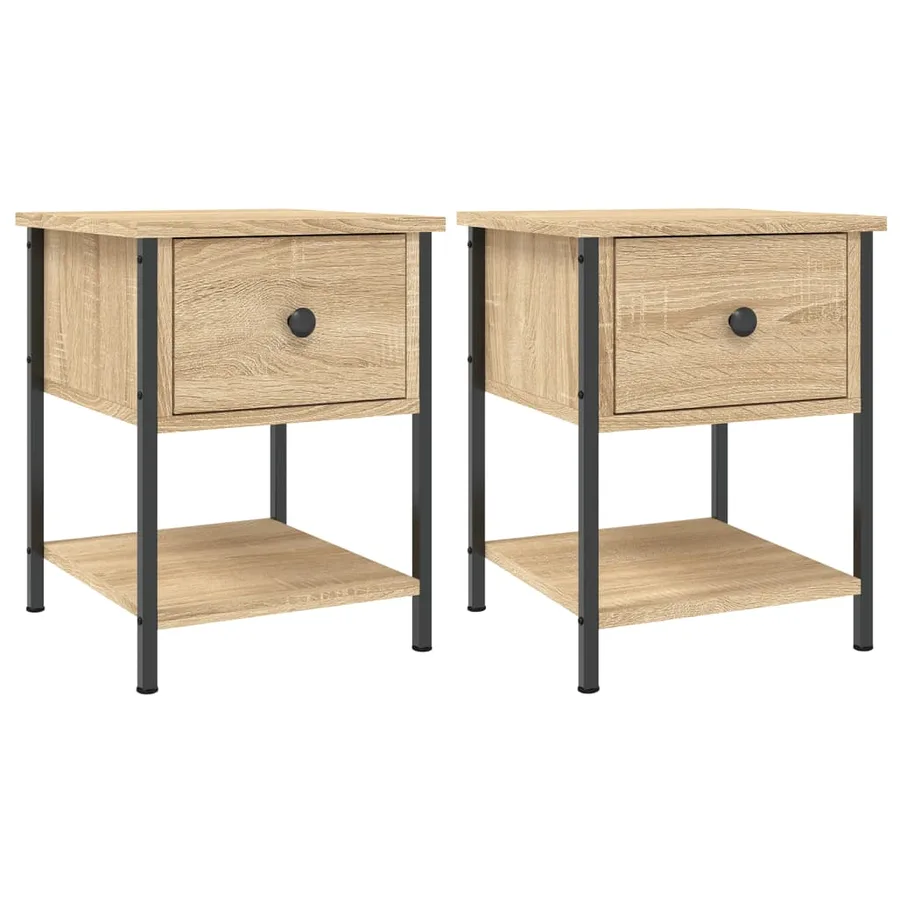 Tables de chevet 2 pcs chêne sonoma 34x35,5x45 cm - 2
