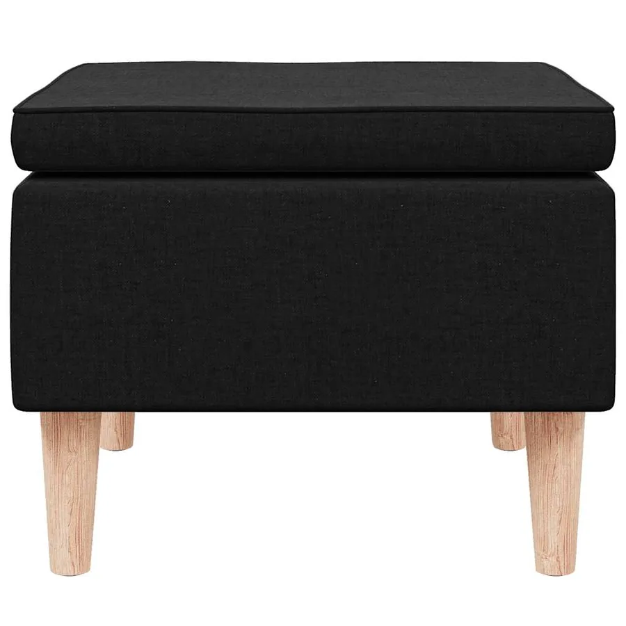 Tabouret avec pieds en bois Noir Tissu - 3