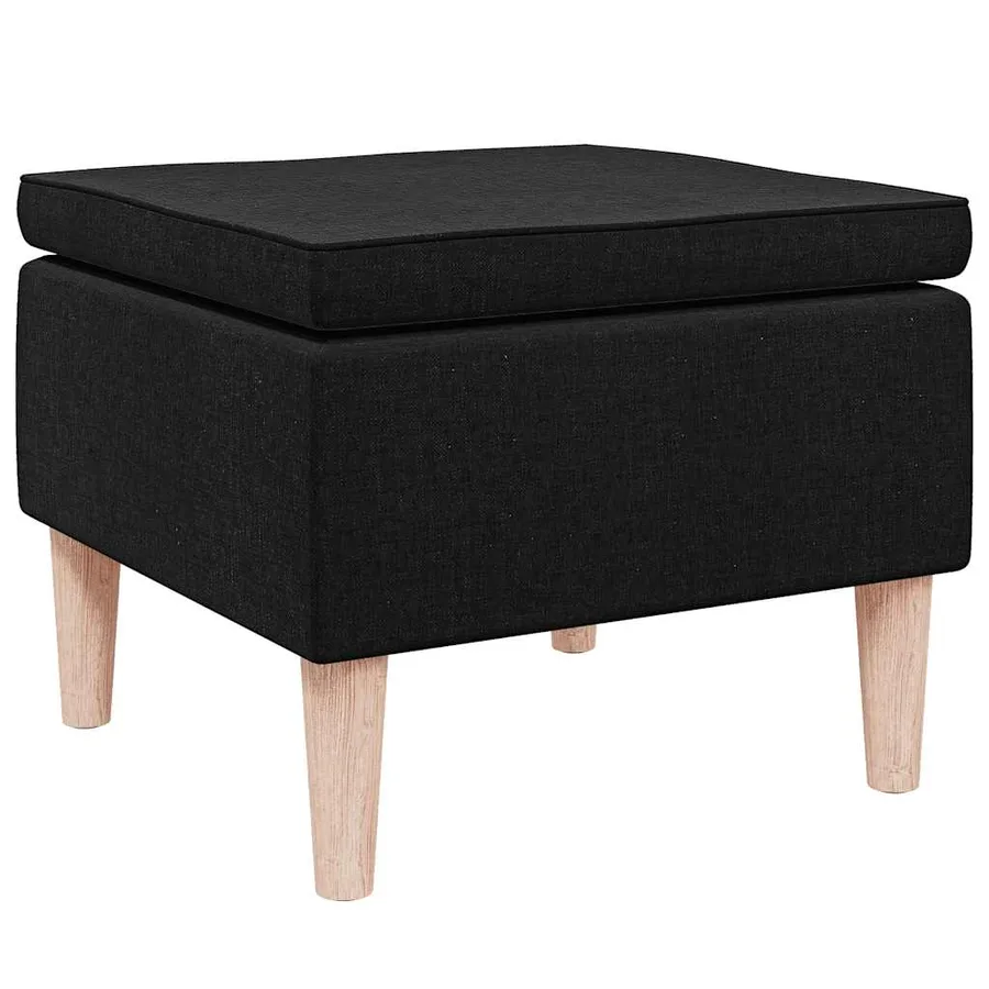 Tabouret avec pieds en bois Noir Tissu - 4