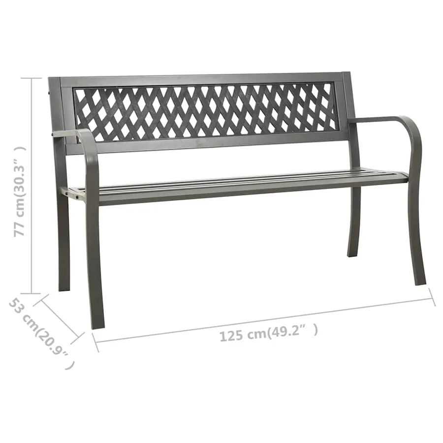 Banc de jardin 125 cm acier gris - 6